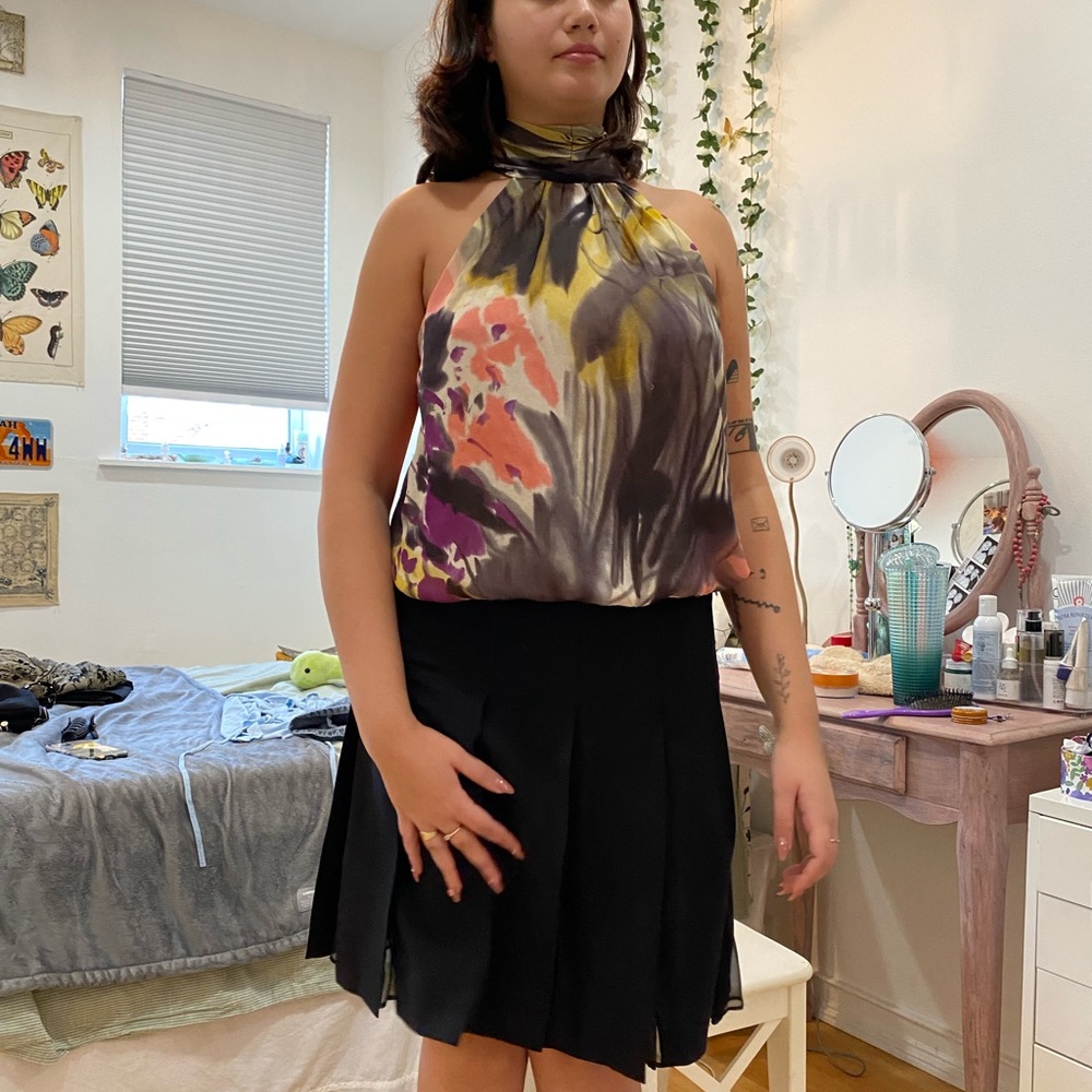 100% silk pattern halter top